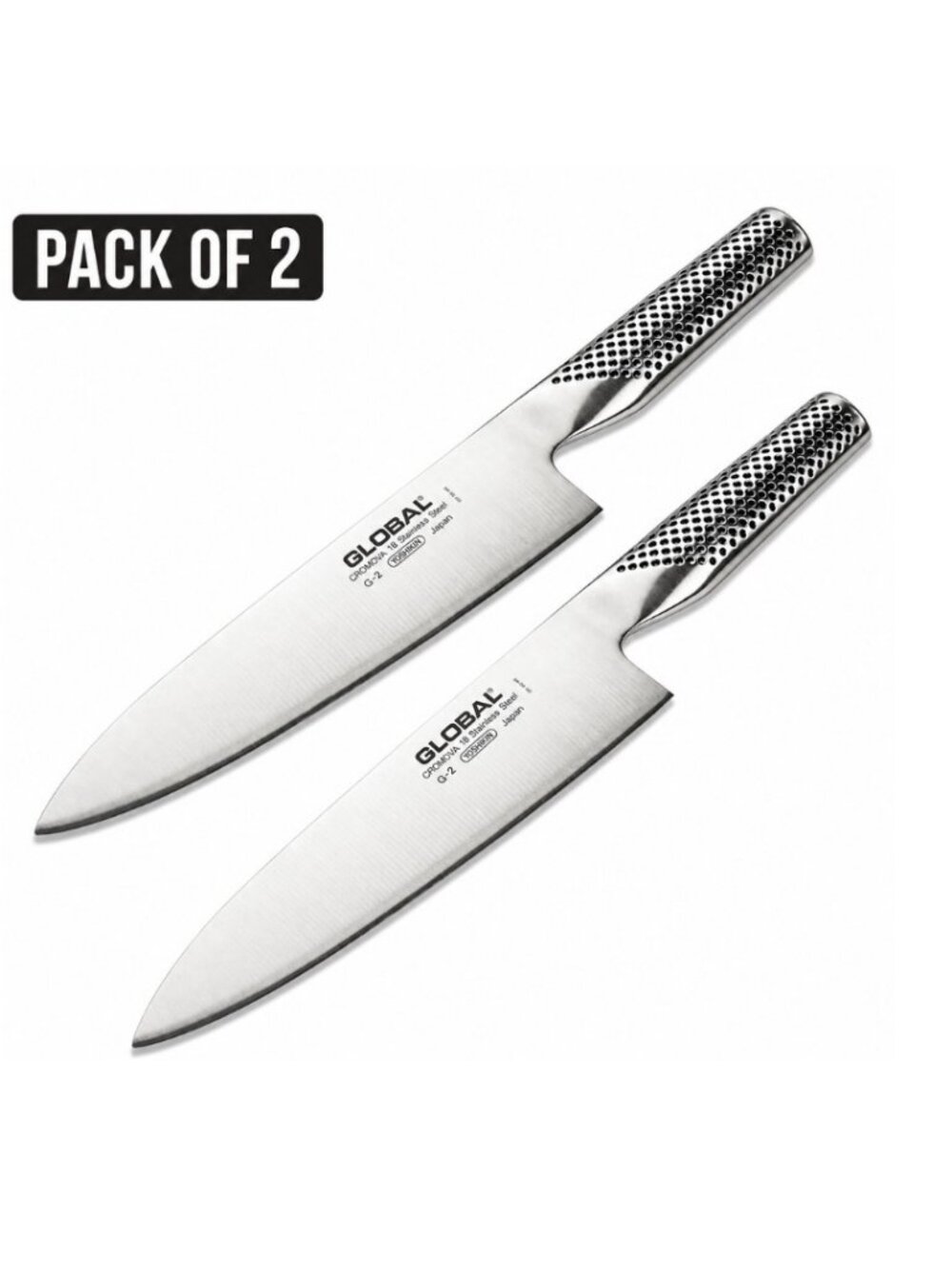 Global G-2 8" Chef’s Knife Cromova 18 Stainless Steel Classic Series – Pack of 2